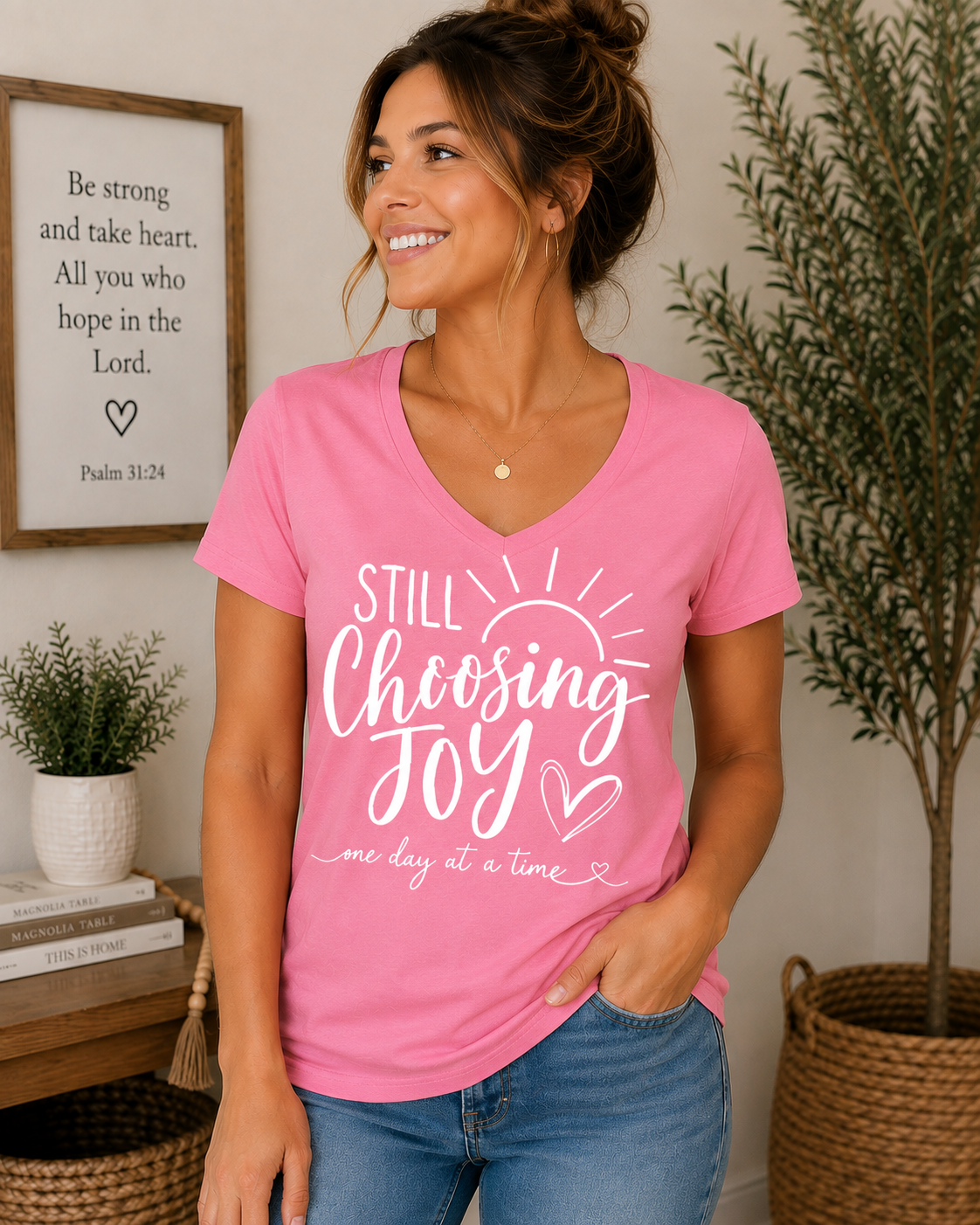 Womens Still Choosing Joy Vneck T-shirt