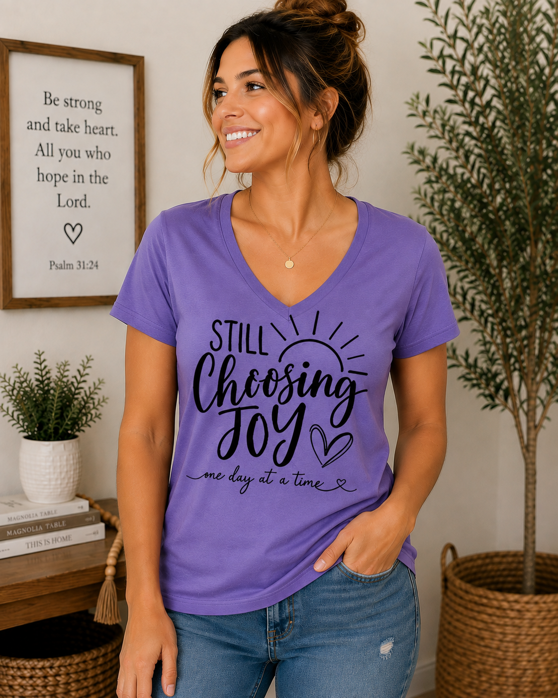 Womens Still Choosing Joy Vneck T-shirt
