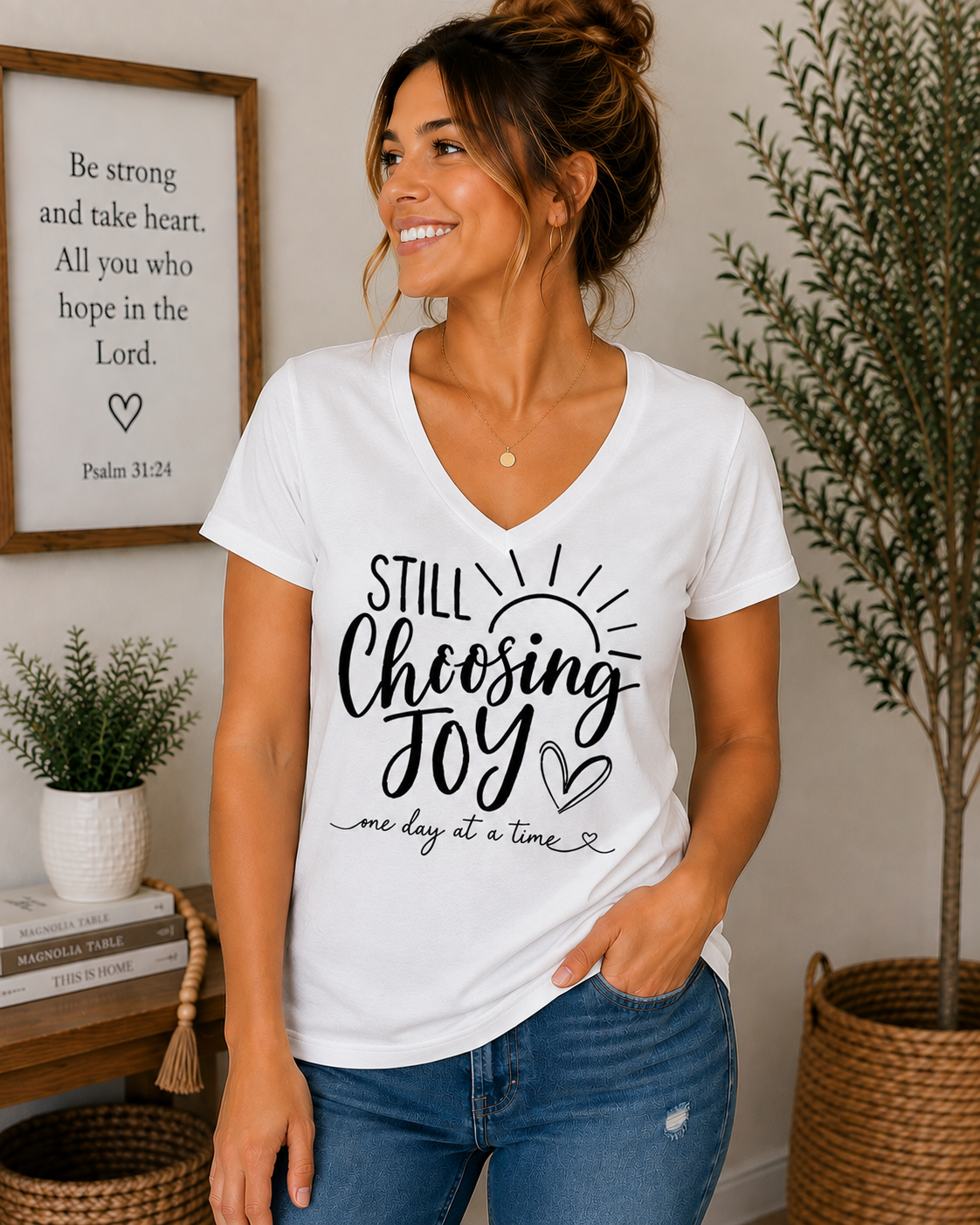 Womens Still Choosing Joy Vneck T-shirt
